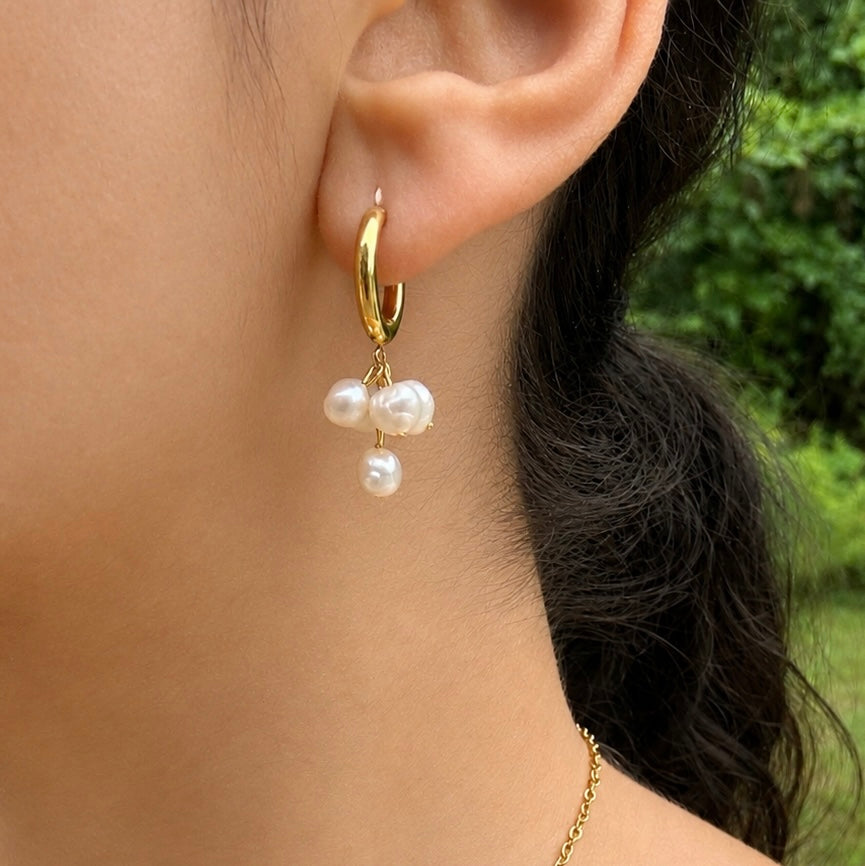Pearl Bloom Hoops