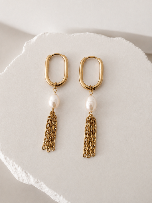 Lumi Pearl Tassel Earrings
