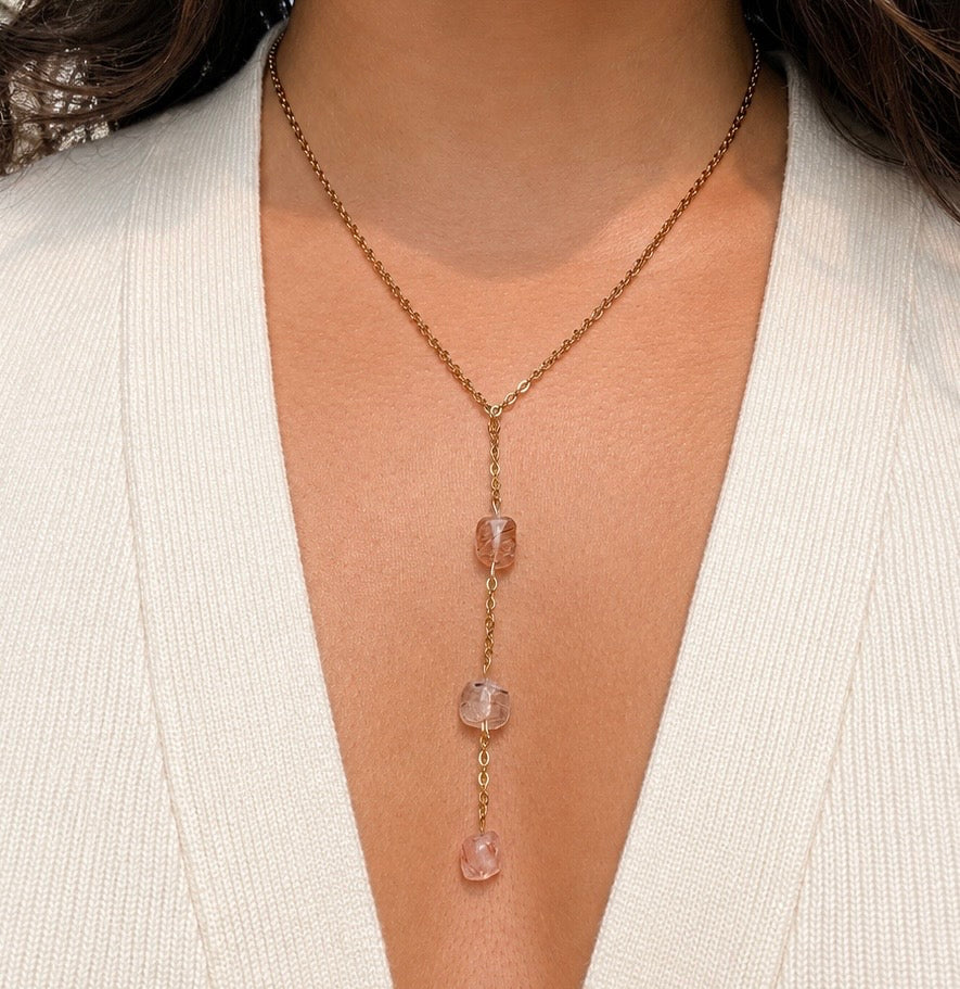 Rutilated Quartz Lariat Necklace