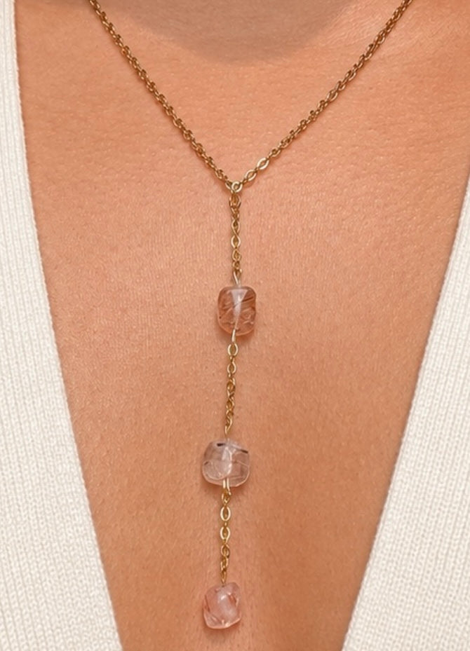 Rutilated Quartz Lariat Necklace