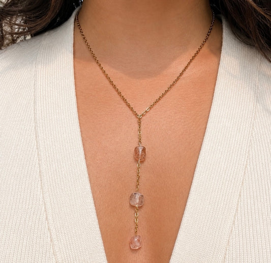 Rutilated Quartz Lariat Necklace